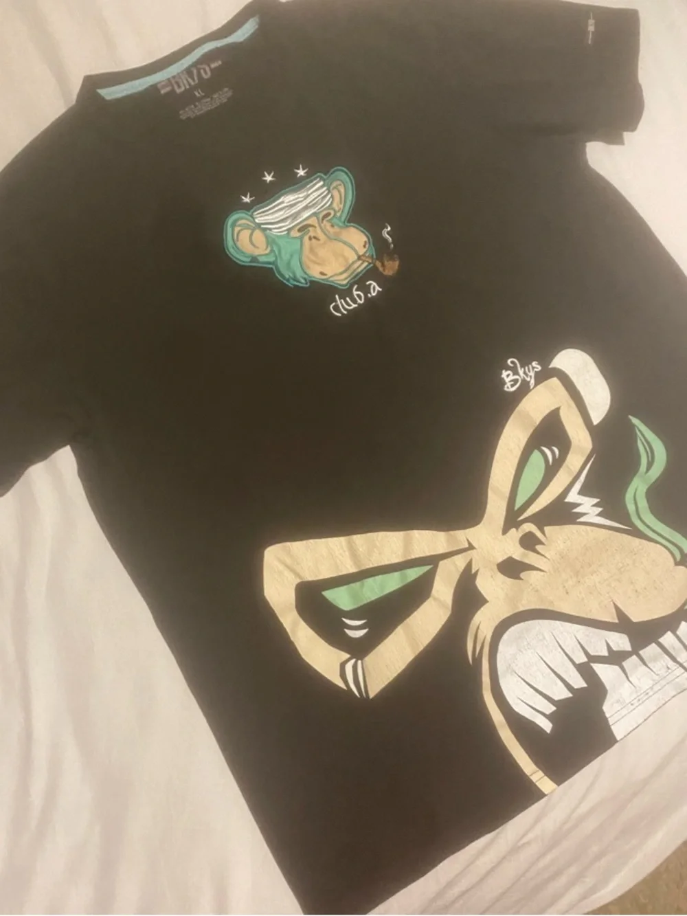 Black Graphic Crew Neck T-Shirt with Monkey Artwork - Picture 7 of 7